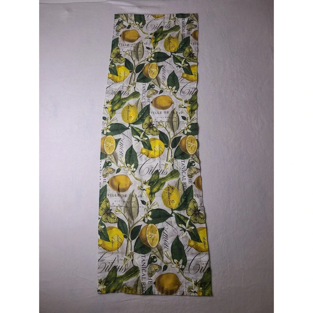 Scarlette's Designs Curtain White Lemon Botanical Print Decor Vintage Grannycore